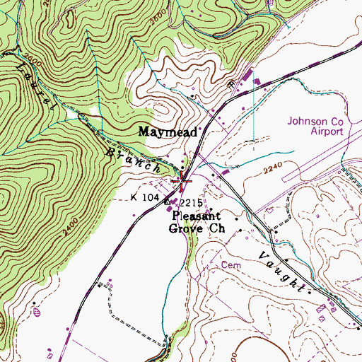 Topographic Map of Vaughtsville Post Office (historical), TN
