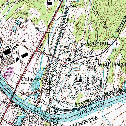 Topographic Map of Calhoun Post Office, TN