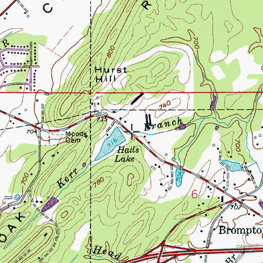 Topographic Map of Halls Dam, AL