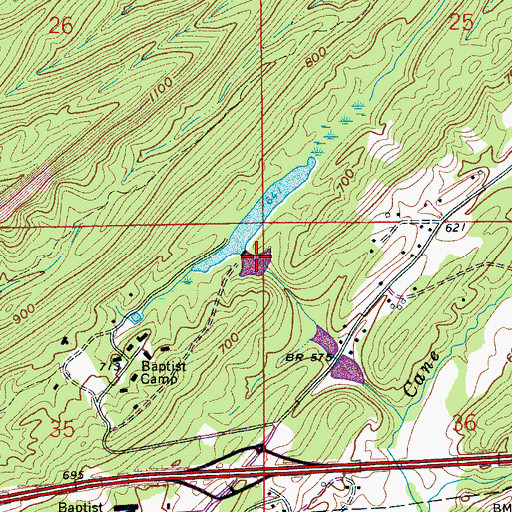 Topographic Map of Baptist Lake Dam, AL