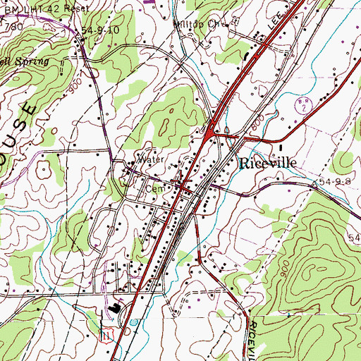 Topographic Map of Riceville Post Office, TN