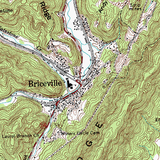 Topographic Map of Briceville Post Office, TN