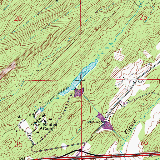 Topographic Map of Baptist Camp Lake, AL