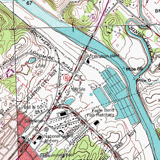 Topographic Map of Clinton Post Office, TN