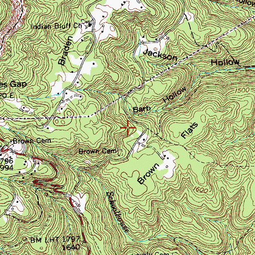 Topographic Map of Hurstle Braden Mine, TN