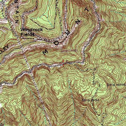 Topographic Map of Jackson Brothers Mine, TN