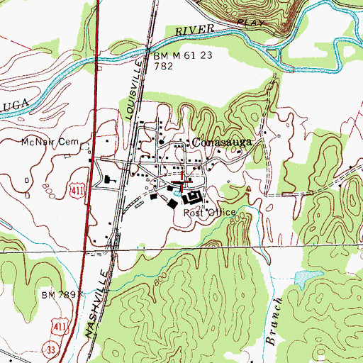 Topographic Map of Conasauga Post Office, TN