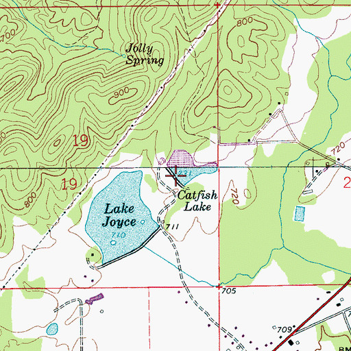 Topographic Map of Catfish Lake Dam, AL
