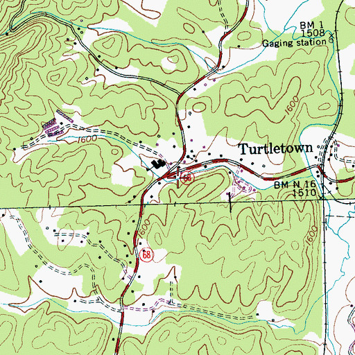 Topographic Map of Turtletown Post Office, TN