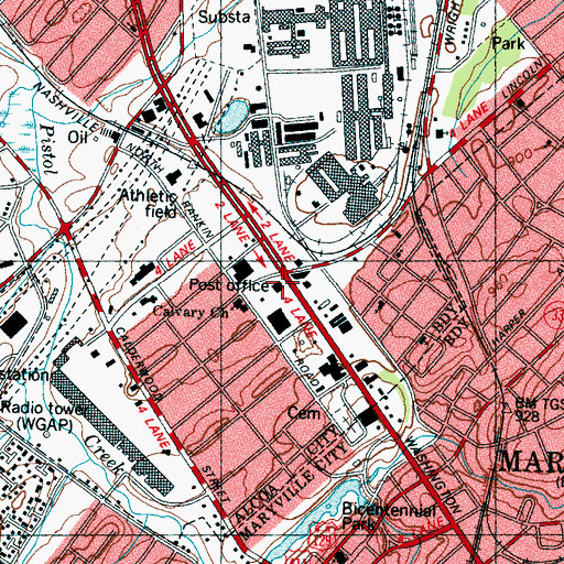 Topographic Map of Alcoa Post Office, TN