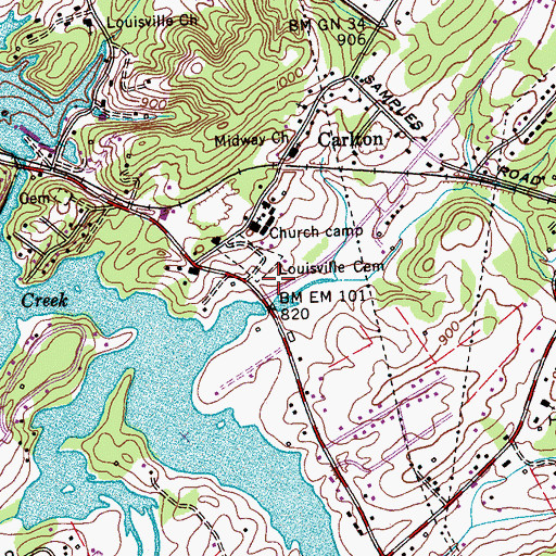 Topographic Map of Louisville Post Office, TN