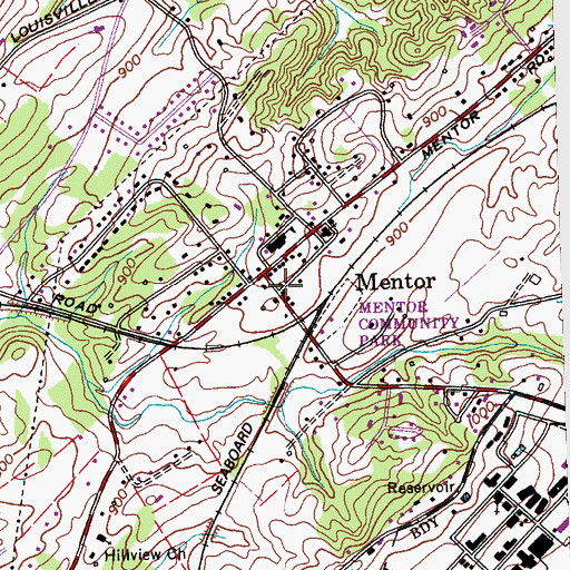 Topographic Map of Mentor Post Office, TN
