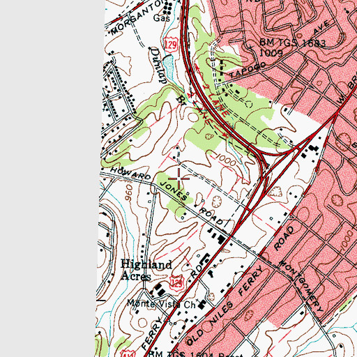 Topographic Map of Maryville Post Office, TN