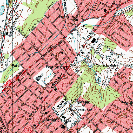 Topographic Map of Maryville Post Office, TN