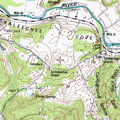 Topographic Map of Tuckaleechee, TN