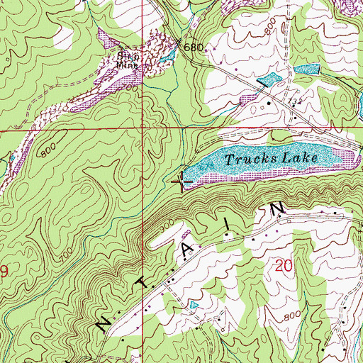 Topographic Map of Trucks Dam, AL