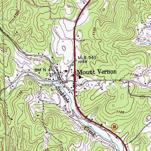 Topographic Map of Mount Vernon Post Office, TN