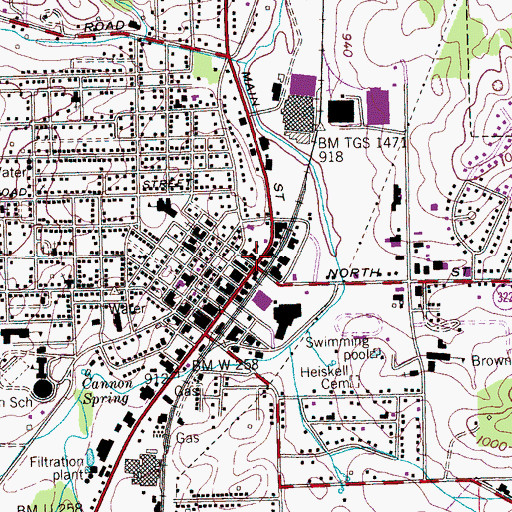 Topographic Map of Sweetwater Post Office, TN