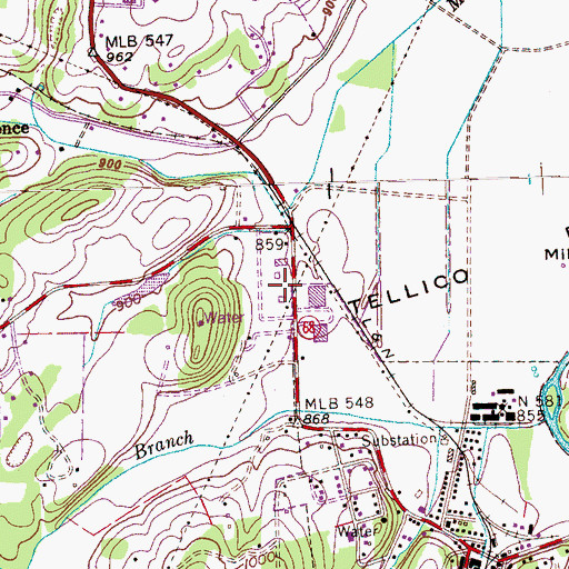 Topographic Map of Tellico Plains Post Office, TN