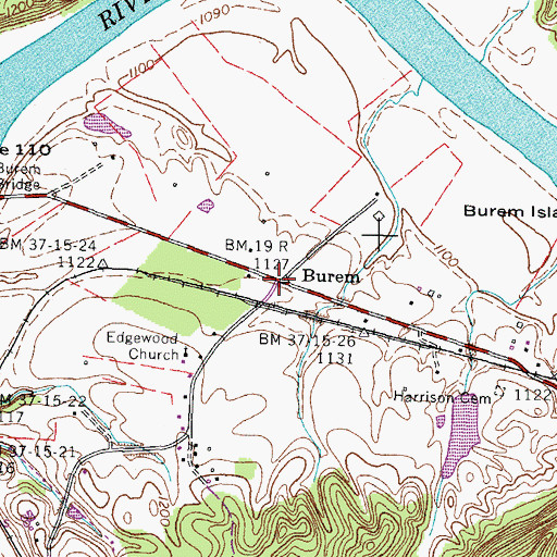 Topographic Map of Burem Post Office (historical), TN