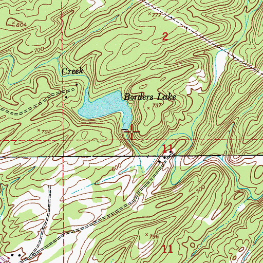 Topographic Map of Borders Dam, AL