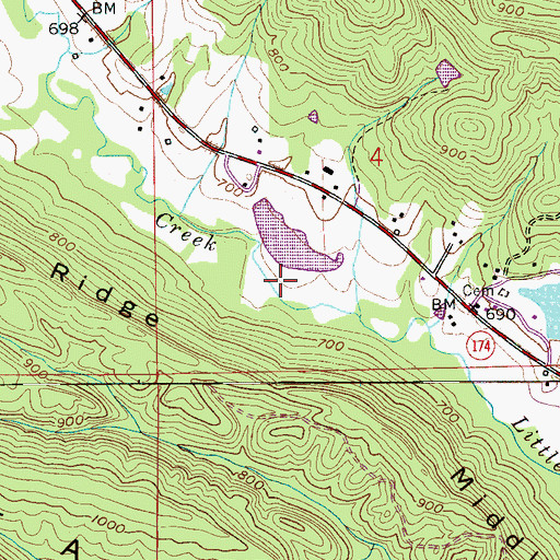 Topographic Map of Burch Dam, AL