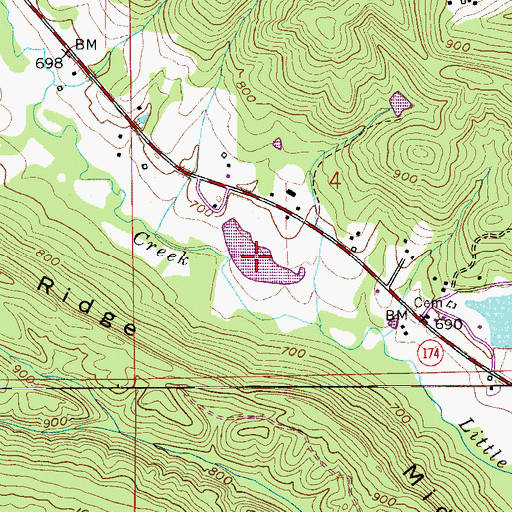 Topographic Map of Burch Lake, AL