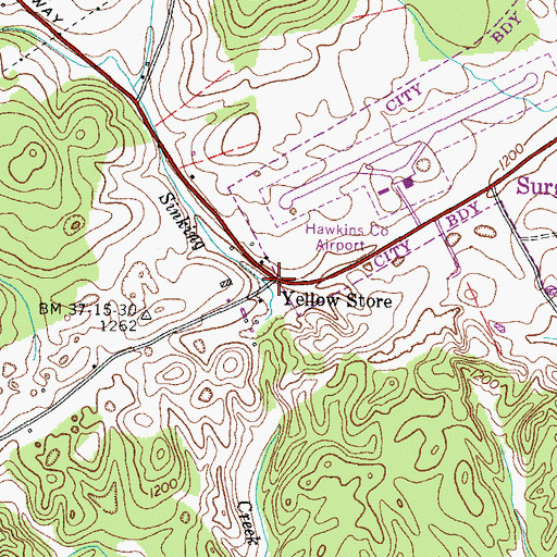 Topographic Map of Yellow Store Post Office (historical), TN