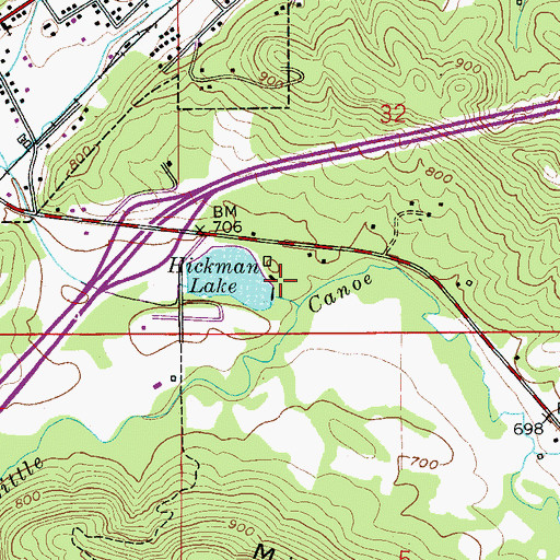 Topographic Map of Hickman Dam, AL