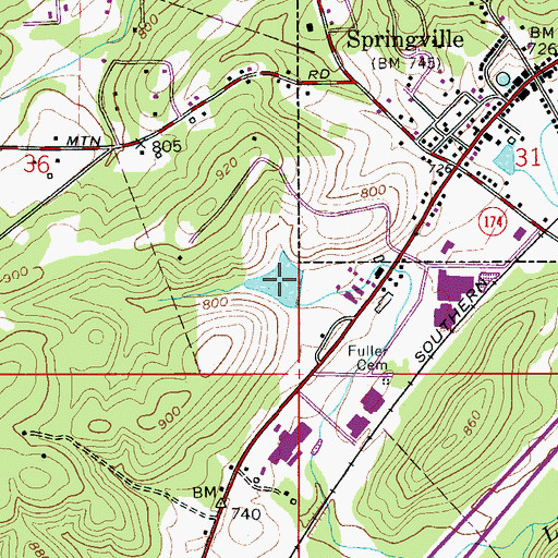 Topographic Map of Elam Lake, AL