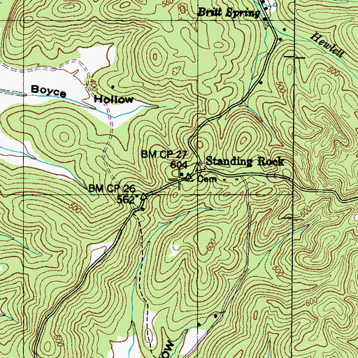 Topographic Map of Standing Rock School (historical), TN