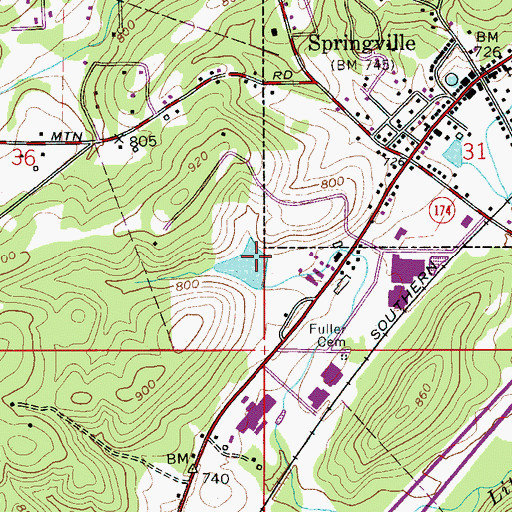 Topographic Map of Elam Dam, AL