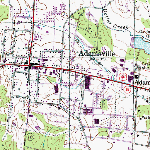 Topographic Map of Adamsville Post Office, TN