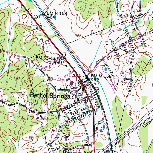 Topographic Map of Bethel Springs Post Office, TN