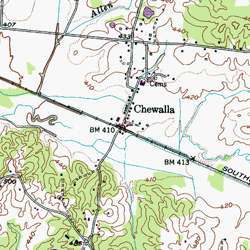 Topographic Map of Chewalla Post Office, TN