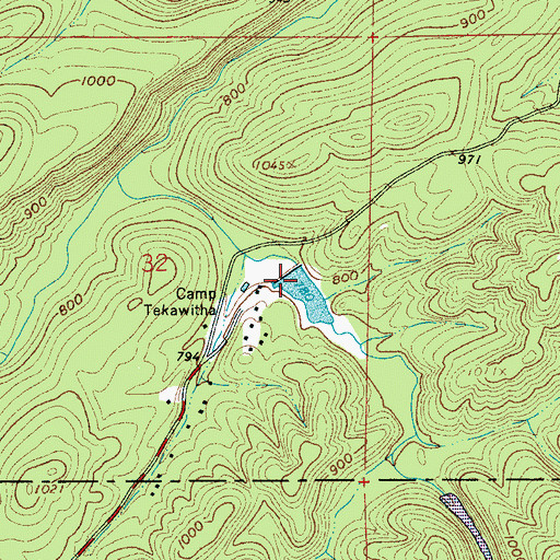 Topographic Map of Tekawitha Dam, AL