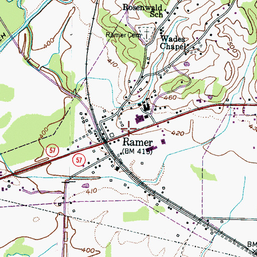 Topographic Map of Ramer Post Office, TN