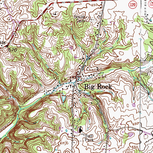Topographic Map of Big Rock Post Office, TN