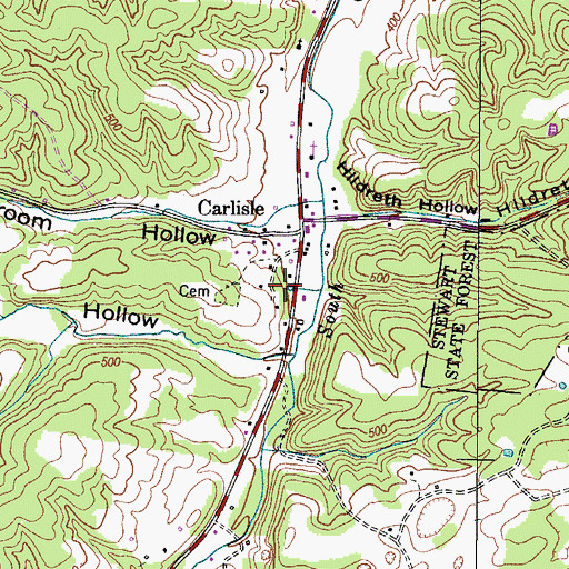 Topographic Map of Carlisle Spring, TN
