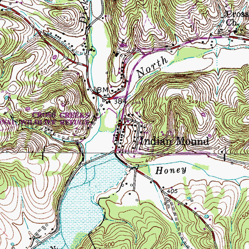 Topographic Map of Indian Mound Post Office, TN