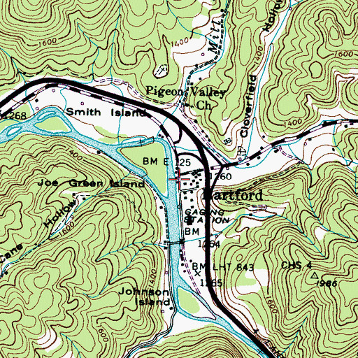 Topographic Map of Hartford Post Office, TN