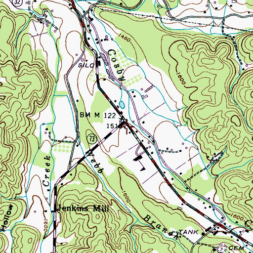 Topographic Map of Cosby Post Office, TN
