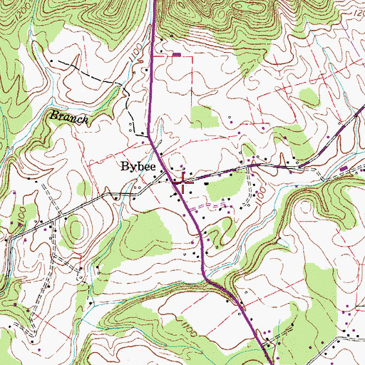 Topographic Map of Bybee Post Office, TN