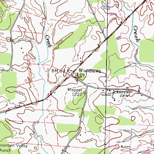 Topographic Map of Woodlawn School (historical), TN