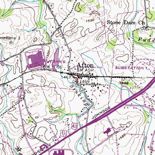 Topographic Map of Afton Post Office, TN