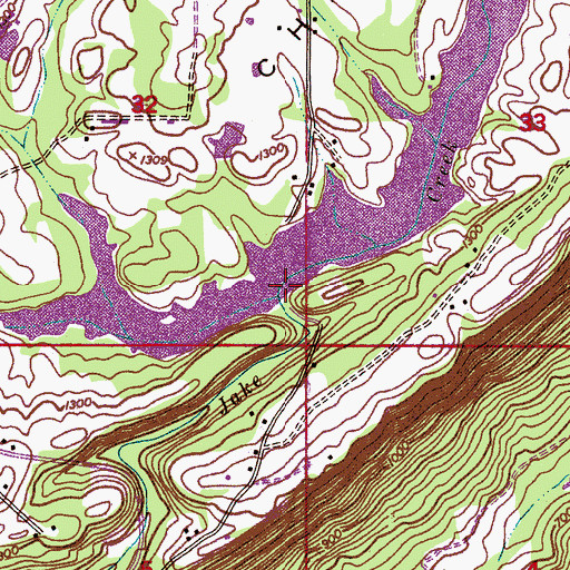 Topographic Map of Chandler Mountain Dam, AL