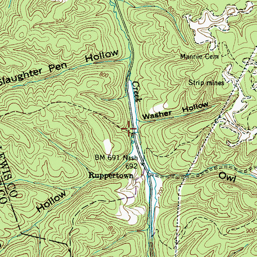 Topographic Map of Allens Creek (historical), TN