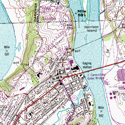 Topographic Map of Loudon Post Office, TN