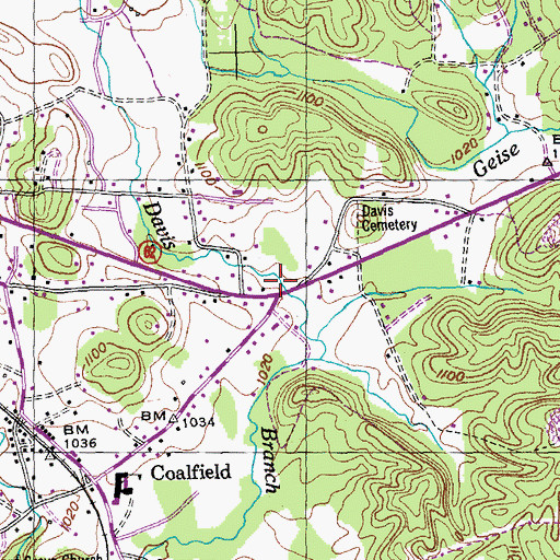 Topographic Map of Coalfield Post Office, TN