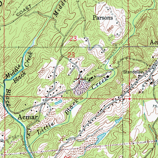 Topographic Map of Acmar Community Church, AL
